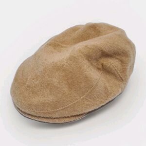 Amicale Camel Hair Cap Cabbie Newsboy Flat Size L/XL Beige Tan Retro Vintage